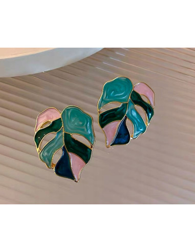 Kolczyki ZIELONE LIŚCIE BOHO Lolita Accessories...