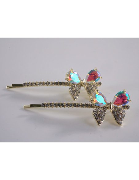 Wsuwka do włosów MOTYLEK z kryształkami 2 szt. Lolita Akcesoria CRYSTAL AB