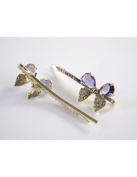 Wsuwka do włosów MOTYLEK z kryształkami 2 szt. Lolita Akcesoria FIOLETOWY