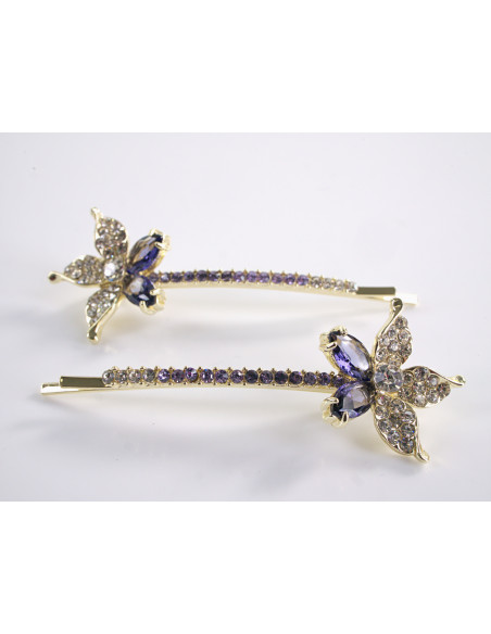 Wsuwka do włosów KWIATEK z kryształkami 2 szt. Lolita Akcesoria FIOLETOWY