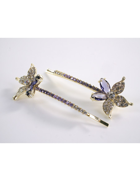 Wsuwka do włosów KWIATEK z kryształkami 2 szt. Lolita Akcesoria FIOLETOWY