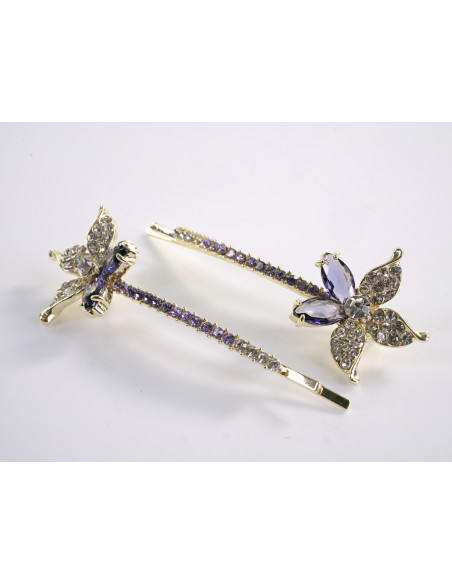 Wsuwka do włosów KWIATEK z kryształkami 2 szt. Lolita Akcesoria FIOLETOWY