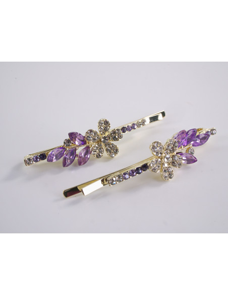 Wsuwka do włosów KWIATEK z kryształkami 2 szt. Lolita Akcesoria FIOLETOWY