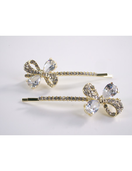 Wsuwka do włosów KOKARDKI z kryształkami 2 szt. Lolita Akcesoria CRYSTAL