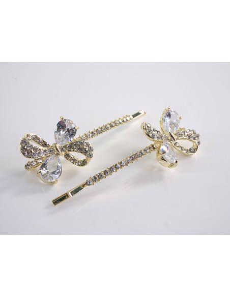 Wsuwka do włosów KOKARDKI z kryształkami 2 szt. Lolita Akcesoria CRYSTAL