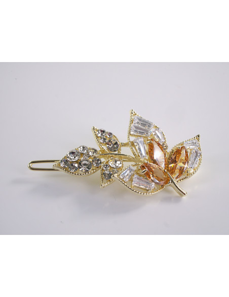 SPINKA  do włosów LIŚĆ LISTEK Z KRYSZTAŁKAMI  Lolita Akcesoria MIODOWY