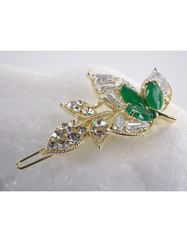 SPINKA  do włosów LIŚĆ LISTEK Z KRYSZTAŁKAMI...