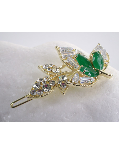 SPINKA  do włosów LIŚĆ LISTEK Z KRYSZTAŁKAMI  Lolita Akcesoria ZIELONY