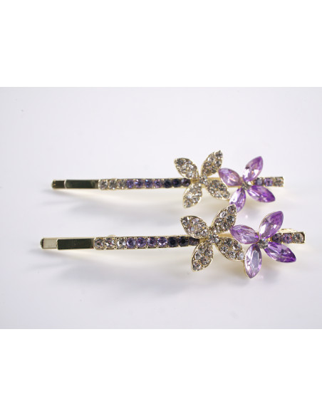 Wsuwka do włosów KWIATEK z kryształkami 2 szt. Lolita Akcesoria FIOLETOWY