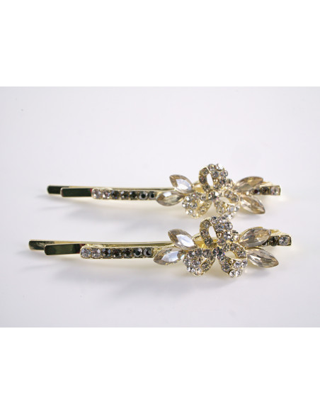 Wsuwka do włosów  KWIATKI z kryształkami 2 szt. Lolita Akcesoria TAUPE