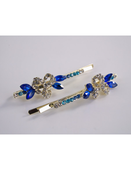 Wsuwka do włosów  KWIATKI z kryształkami 2 szt. Lolita Akcesoria NIEBIESKI