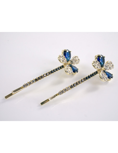 Wsuwka do włosów KWIATEK z kryształkami 2 szt. Lolita Akcesoria NIEBIESKI