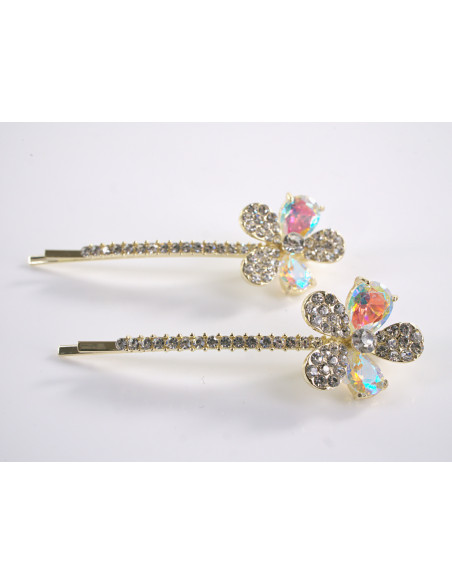 Wsuwka do włosów KWIATEK z kryształkami 2 szt. Lolita Akcesoria CRYSTAL AB