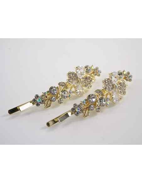 Wsuwka do włosów KWIATKI  z kryształkami 2 szt. Lolita Akcesoria CRYSTAL
