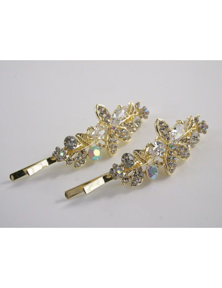 Wsuwka do włosów KWIATKI  z kryształkami 2 szt. Lolita Akcesoria CRYSTAL AB