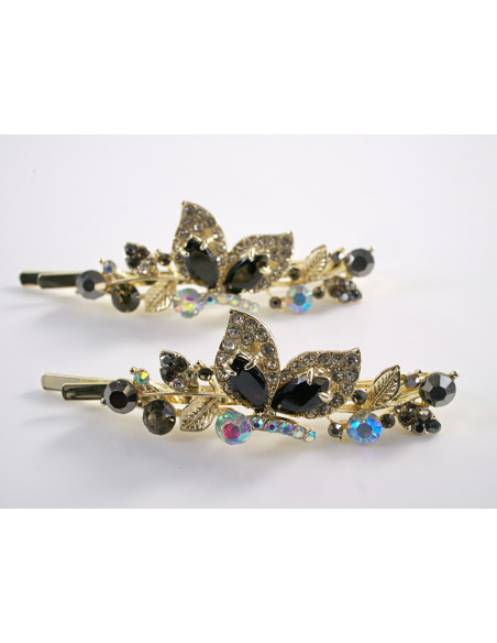 Wsuwka do włosów MOTYLE z kryształkami 2 szt. Lolita Akcesoria CZARNY