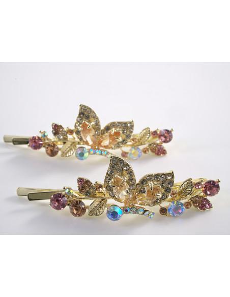 Wsuwka do włosów MOTYLE z kryształkami 2 szt. Lolita Akcesoria ZŁOTY