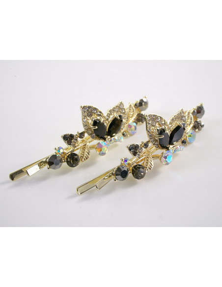 Wsuwka do włosów MOTYLE z kryształkami 2 szt. Lolita Akcesoria CZARNY