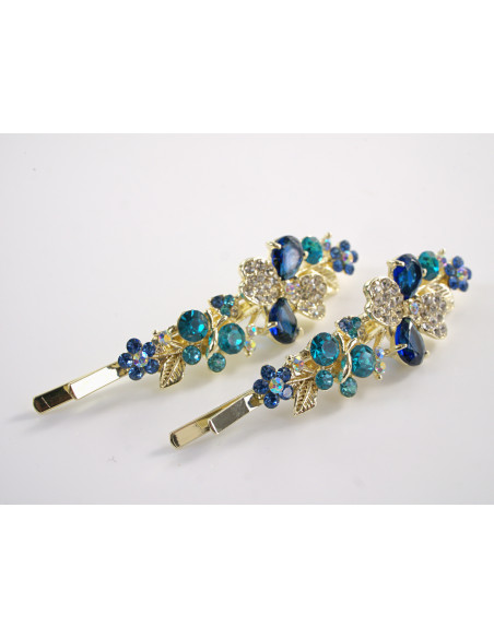 Wsuwka do włosów KONICZYNKA z kryształkami 2 szt Lolita Akcesoria NIEBIESKI