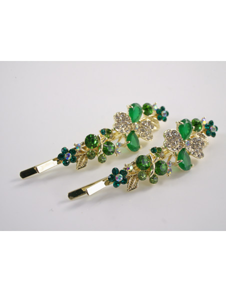 Wsuwka do włosów KONICZYNKA z kryształkami 2 szt. Lolita Akcesoria ZIELONY