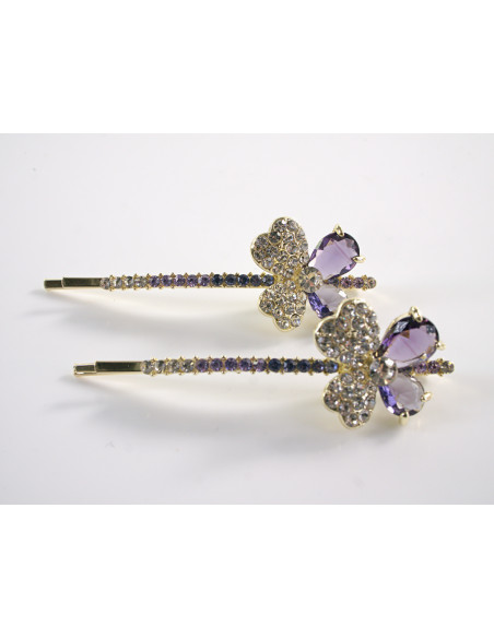 Wsuwka do włosów KONICZYNKA z kryształkami 2 szt Lolita Akcesoria FIOLETOWY
