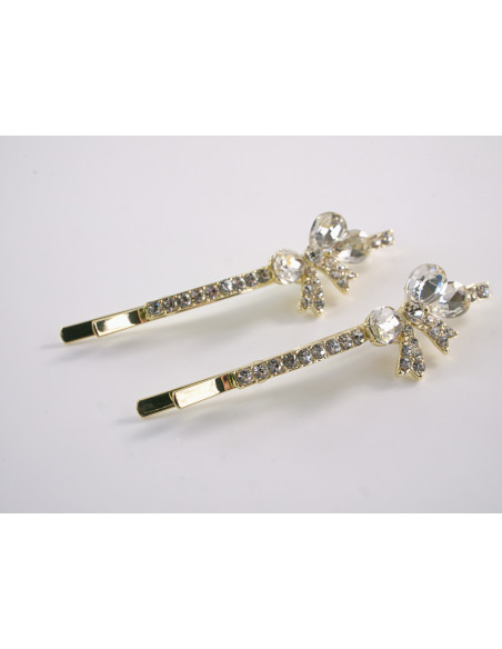 Wsuwka do włosów KOKARDKI z kryształkami 2 szt Lolita Akcesoria CRYSTAL