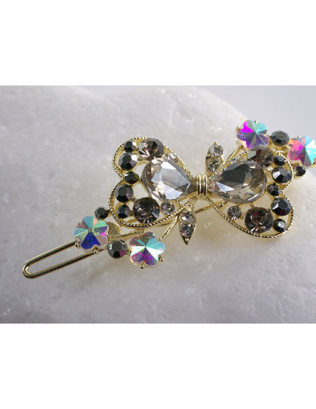 SPINKA  do włosów KOKARDKI Z KRYSZTAŁKAMI  Lolita Akcesoria GRAFITOWY