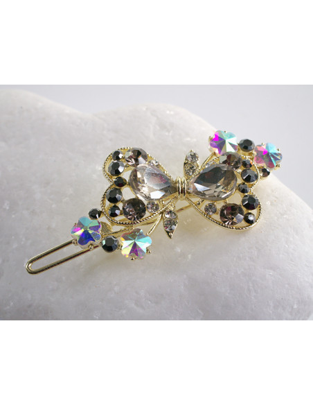 SPINKA  do włosów KOKARDKI Z KRYSZTAŁKAMI  Lolita Akcesoria GRAFITOWY