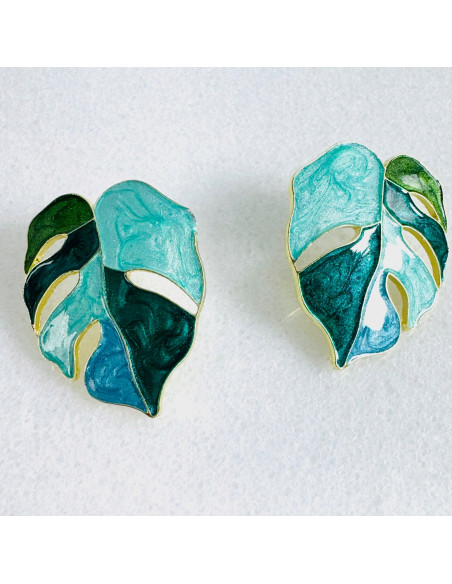 Kolczyki ZIELONE LIŚCIE BOHO Lolita Accessories srebrny sztyft 925