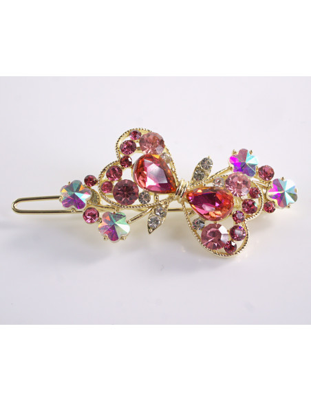 SPINKA  do włosów KOKARDKI Z KRYSZTAŁKAMI  Lolita Akcesoria RÓŻOWY MALINOWY