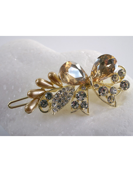 SPINKA  do włosów KOKARDKI Z KRYSZTAŁKAMI  Lolita Akcesoria ZŁOTY
