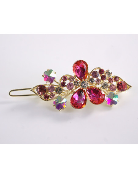 SPINKA  do włosów KWIATKI Z KRYSZTAŁKAMI  Lolita Akcesoria RÓŻOWY MALINOWY
