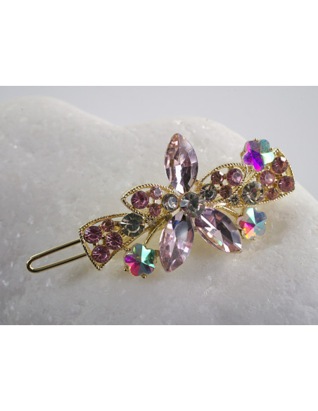 SPINKA  do włosów KWIATUSZKI Z KRYSZTAŁKAMI  Lolita Akcesoria RÓŻOWY