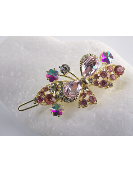 SPINKA  do włosów KOKARDKI Z KRYSZTAŁKAMI  Lolita Akcesoria RÓŻOWY