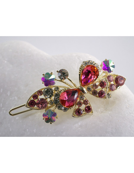 SPINKA  do włosów KOKARDKI Z KRYSZTAŁKAMI  Lolita Akcesoria RÓŻOWY MALINOWY