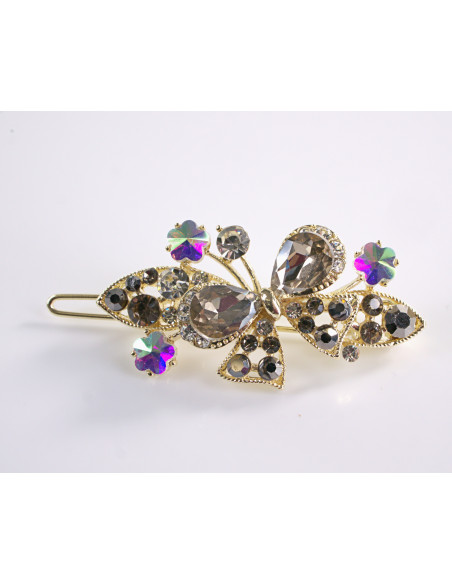 SPINKA  do włosów KOKARDKI Z KRYSZTAŁKAMI  Lolita Akcesoria GRAFITOWY