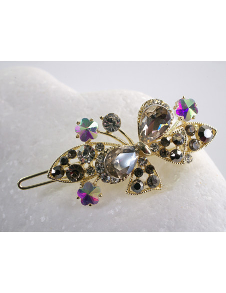 SPINKA  do włosów KOKARDKI Z KRYSZTAŁKAMI  Lolita Akcesoria GRAFITOWY