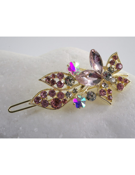 SPINKA  do włosów KWIATUSZKI Z KRYSZTAŁKAMI  Lolita Akcesoria RÓŻOWY