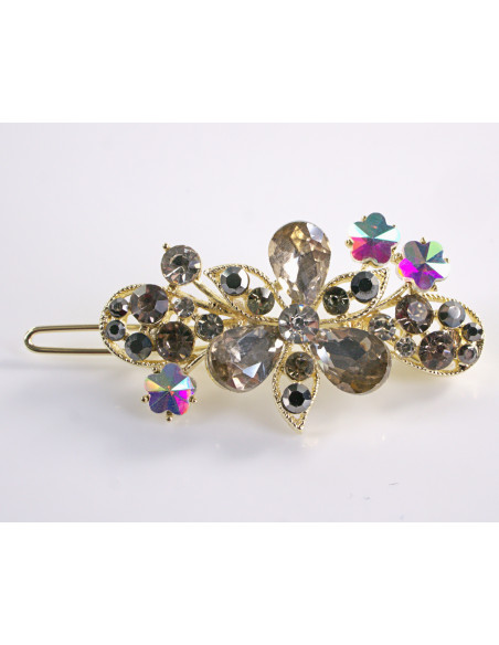 SPINKA  do włosów KWIATUSZKI Z KRYSZTAŁKAMI  Lolita Akcesoria GRAFITOWY