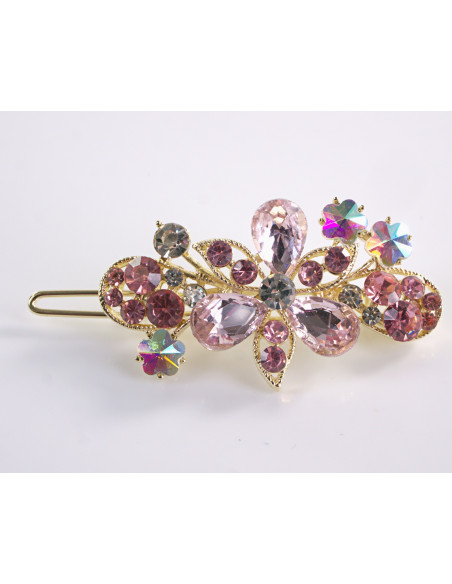 SPINKA  do włosów KWIATUSZKI Z KRYSZTAŁKAMI  Lolita Akcesoria RÓŻOWY