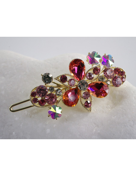 SPINKA  do włosów KWIATKI Z KRYSZTAŁKAMI  Lolita Akcesoria RÓŻOWY MALINOWY