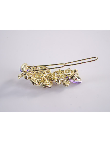 SPINKA  do włosów RÓŻYCZKA Z KRYSZTAŁKAMI  Lolita Akcesoria FIOLETOWY