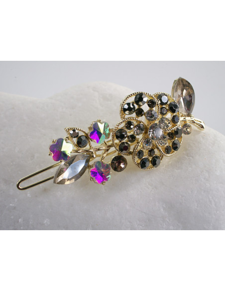 SPINKA  do włosów RÓŻYCZKA Z KRYSZTAŁKAMI  Lolita Akcesoria GRAFITOWY