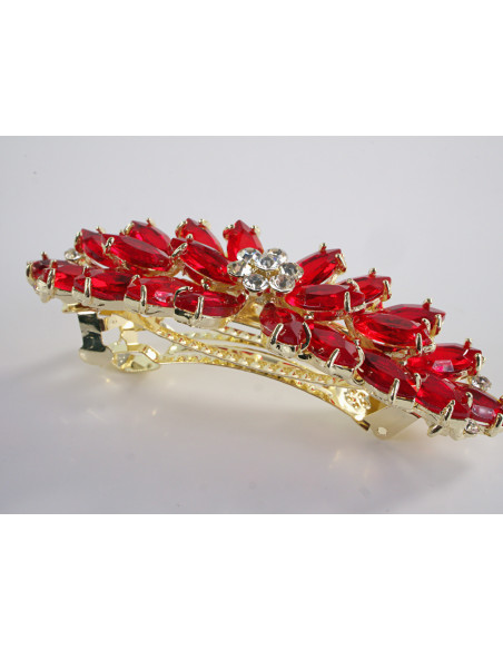 KLAMRA FRANCUSKA DO WŁOSÓW KŁOS Z KAMIENIAMI LOLITA AKCESORIA CZERWONY