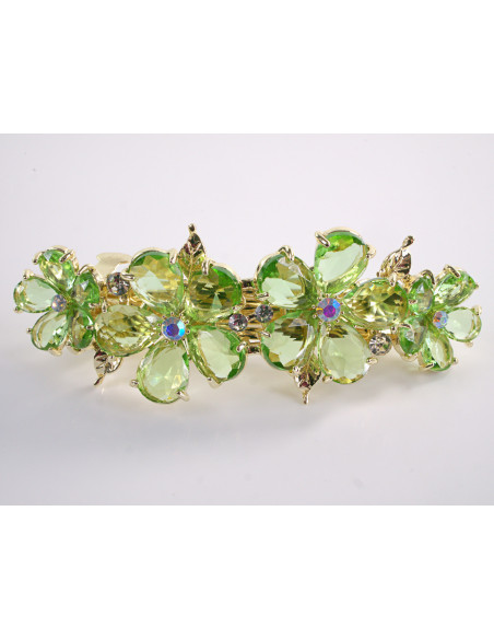 KLAMRA FRANCUSKA DO WŁOSÓW KWIATY Z KAMIENIAMI LOLITA AKCESORIA ZIELONY