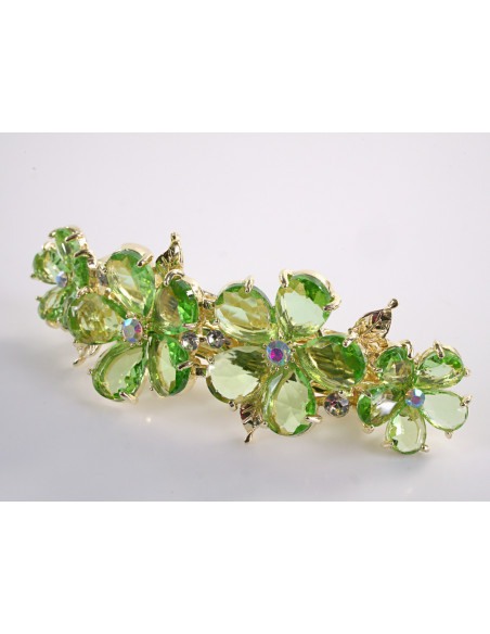 KLAMRA FRANCUSKA DO WŁOSÓW KWIATY Z KAMIENIAMI LOLITA AKCESORIA ZIELONY