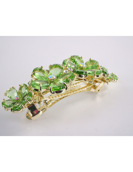 KLAMRA FRANCUSKA DO WŁOSÓW KWIATY Z KAMIENIAMI LOLITA AKCESORIA ZIELONY