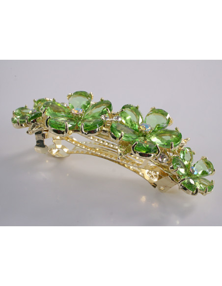 KLAMRA FRANCUSKA DO WŁOSÓW KWIATY Z KAMIENIAMI LOLITA AKCESORIA ZIELONY