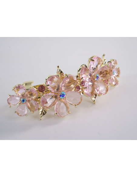 KLAMRA FRANCUSKA DO WŁOSÓW KWIATY Z KAMIENIAMI LOLITA AKCESORIA RÓŻOWY