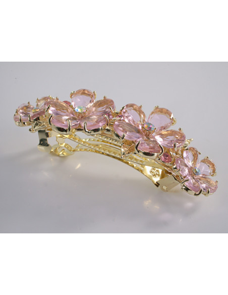 KLAMRA FRANCUSKA DO WŁOSÓW KWIATY Z KAMIENIAMI LOLITA AKCESORIA RÓŻOWY
